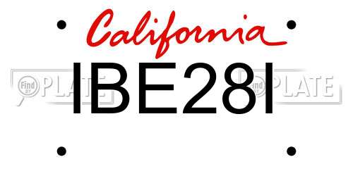 IBE28I California License Plate