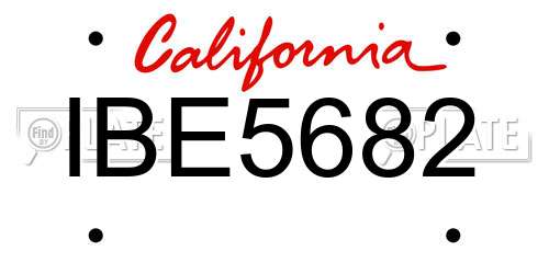 IBE5682 California License Plate