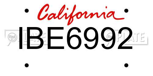 IBE6992 California License Plate
