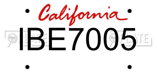 IBE7005 California License Plate