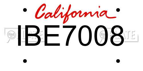 IBE7008 California License Plate