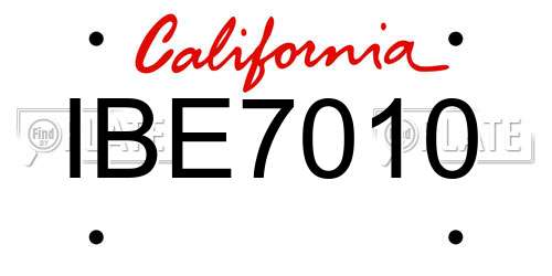 IBE7010 California License Plate