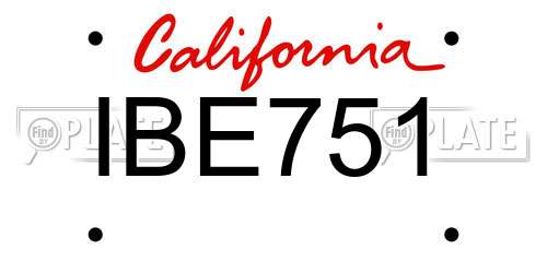 IBE751 California License Plate