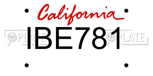 IBE781 California License Plate