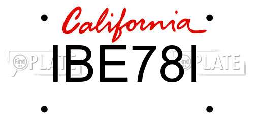 IBE78I California License Plate