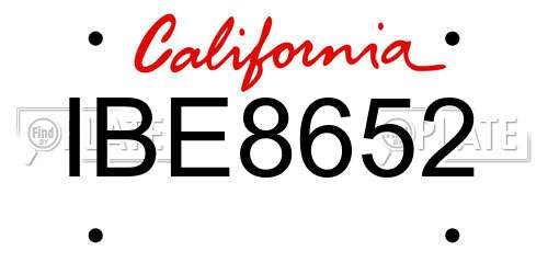 IBE8652 California License Plate