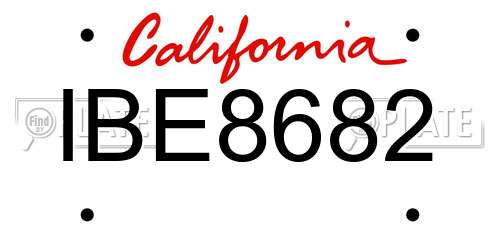 IBE8682 California License Plate