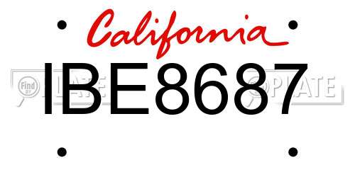 IBE8687 California License Plate