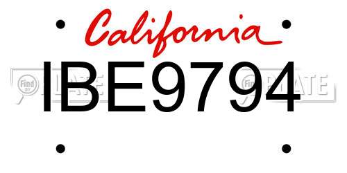 IBE9794 California License Plate