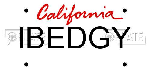 IBEDGY California License Plate