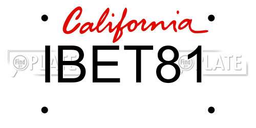 IBET81 California License Plate