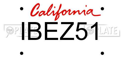 IBEZ51 California License Plate