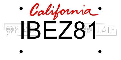 IBEZ81 California License Plate