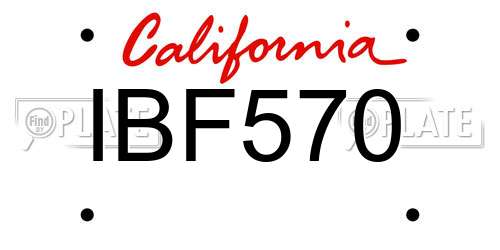 IBF570 California License Plate