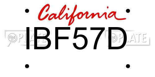 IBF57D California License Plate