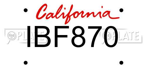 IBF870 California License Plate
