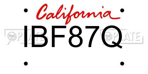 IBF87Q California License Plate