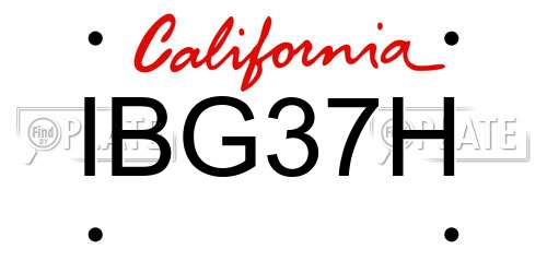 IBG37H California License Plate