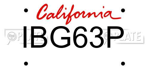 IBG63P California License Plate