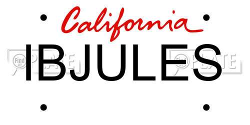 IBJULES California License Plate