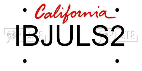 IBJULS2 California License Plate