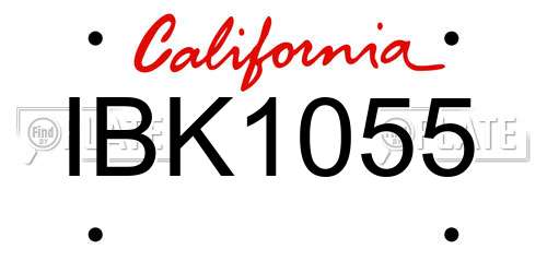 IBK1055 California License Plate