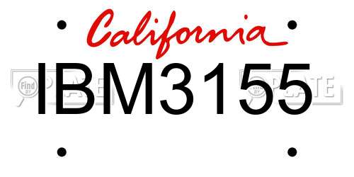 IBM3155 California License Plate