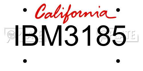 IBM3185 California License Plate