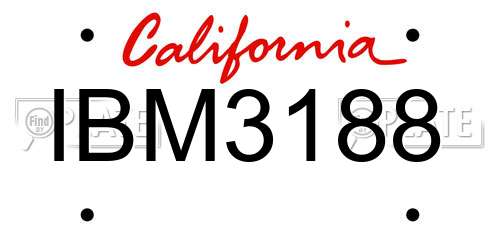 IBM3188 California License Plate
