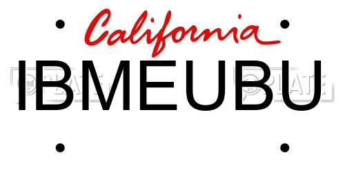 IBMEUBU California License Plate