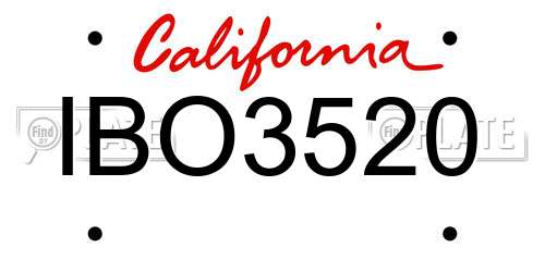 IBO3520 California License Plate