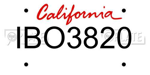 IBO3820 California License Plate