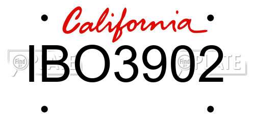 IBO3902 California License Plate