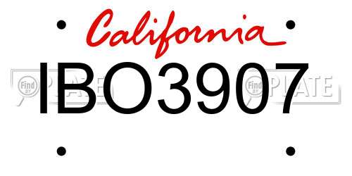 IBO3907 California License Plate