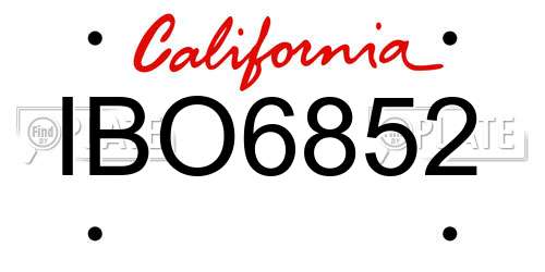 IBO6852 California License Plate