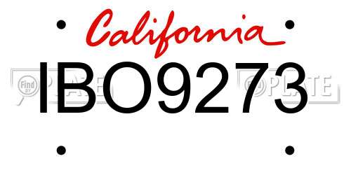 IBO9273 California License Plate