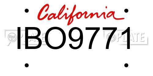 IBO9771 California License Plate