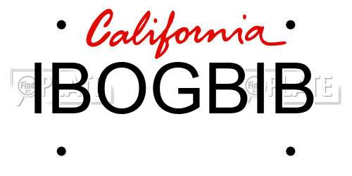 IBOGBIB California License Plate