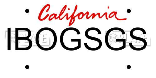 IBOGSGS California License Plate