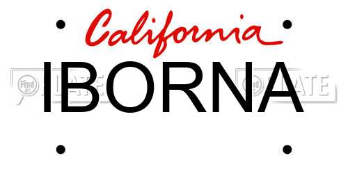 IBORNA California License Plate