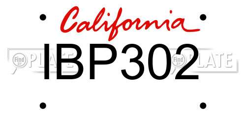 IBP302 California License Plate