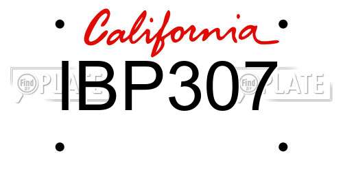 IBP307 California License Plate