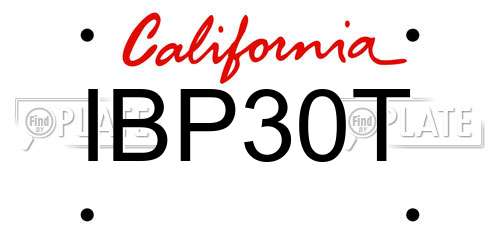 IBP30T California License Plate