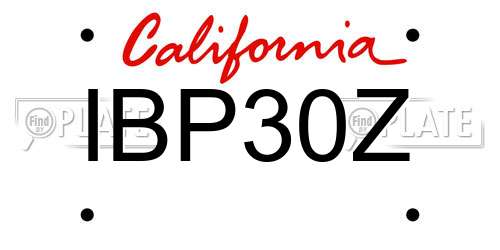 IBP30Z California License Plate