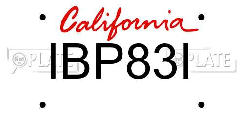 IBP83I California License Plate