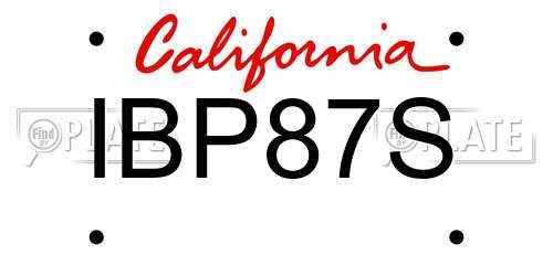 IBP87S California License Plate