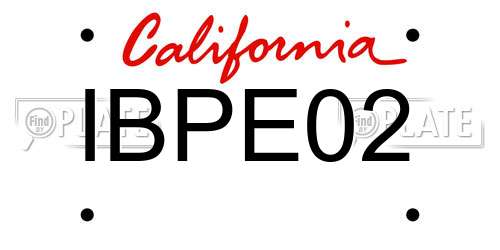 IBPE02 California License Plate