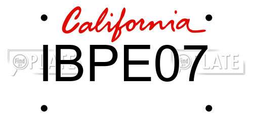 IBPE07 California License Plate