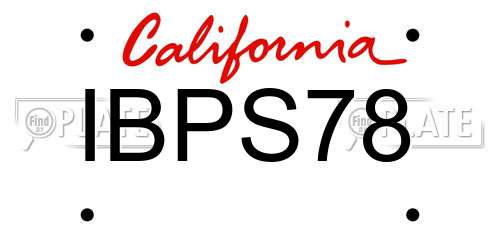 IBPS78 California License Plate