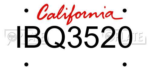 IBQ3520 California License Plate